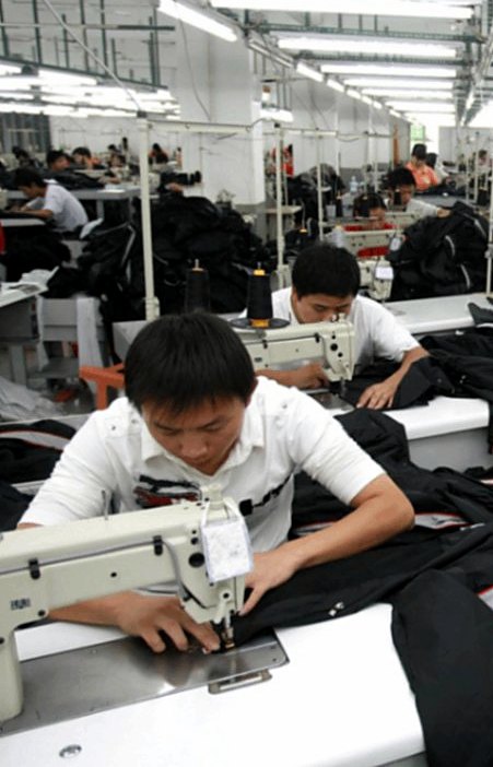 Sewing operators on the factory floor